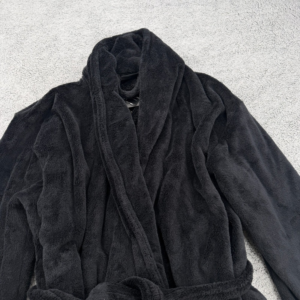 Vintage Baby Phat Bath Robe Women Small/Medium Black Long Belted Embroidered Y2K - Picture 3 of 10